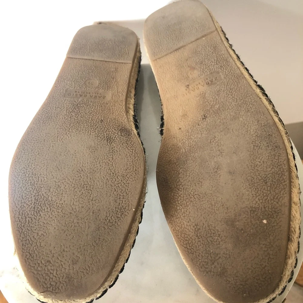 Zara Black and Silver Slip-On Espadrilles